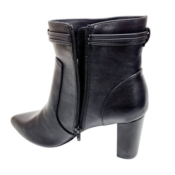 Womens Pointed Toe Ankle Boots Blocked Mid Heel Bow Side Faux Suede Chelsea 9 - Picture 13 of 16